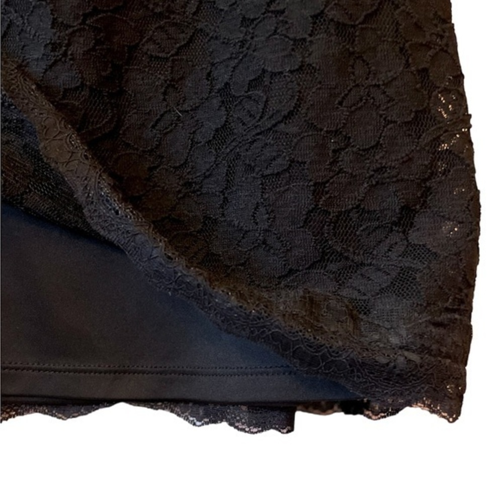 ❄️ 5/$25 Express Black Lace Overlay‎ Open Back Cocktail Dress XS - Picture 7 of 8